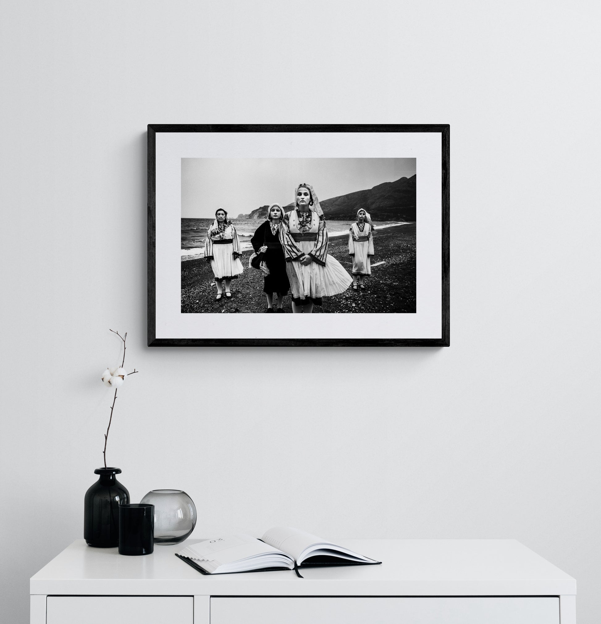 Black and White Photography Wall Art Greece | Costumes of Tilos island at sea Dodecanese Greece by George Tatakis - single framed photo
