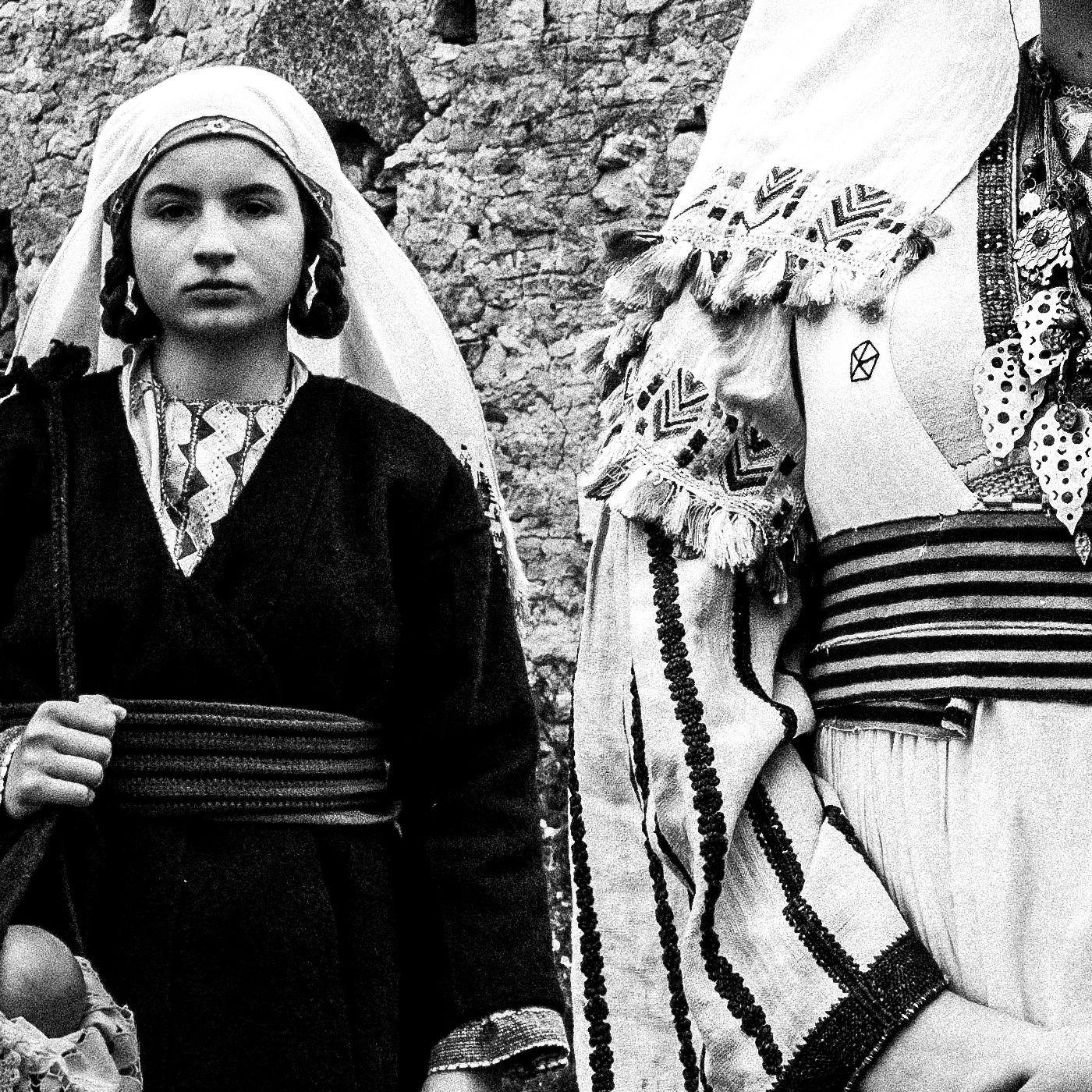 Black and White Photography Wall Art Greece | Costumes of Tilos island at Megalo Chorio Dodecanese Greece by George Tatakis - detailed view
