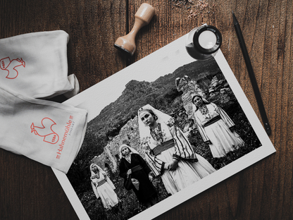 Black and White Photography Wall Art Greece | Costumes of Tilos island at Megalo Chorio Dodecanese Greece by George Tatakis - photo print on table