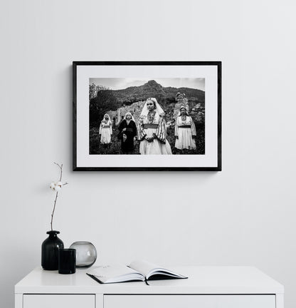 Black and White Photography Wall Art Greece | Costumes of Tilos island at Megalo Chorio Dodecanese Greece by George Tatakis - single framed photo