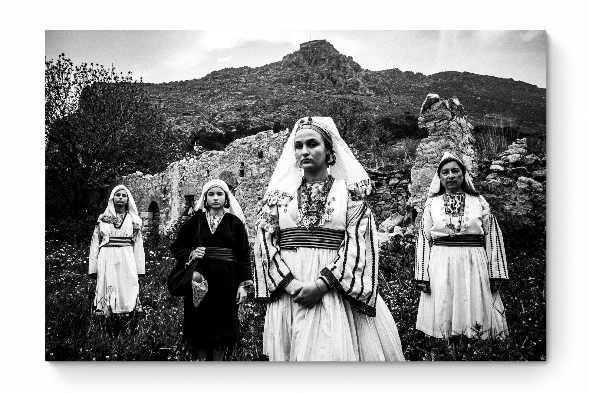 Black and White Photography Wall Art Greece | Costumes of Tilos island at Megalo Chorio Dodecanese Greece by George Tatakis - whole photo