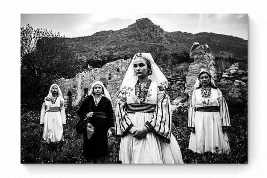 Black and White Photography Wall Art Greece | Costumes of Tilos island at Megalo Chorio Dodecanese Greece by George Tatakis - whole photo