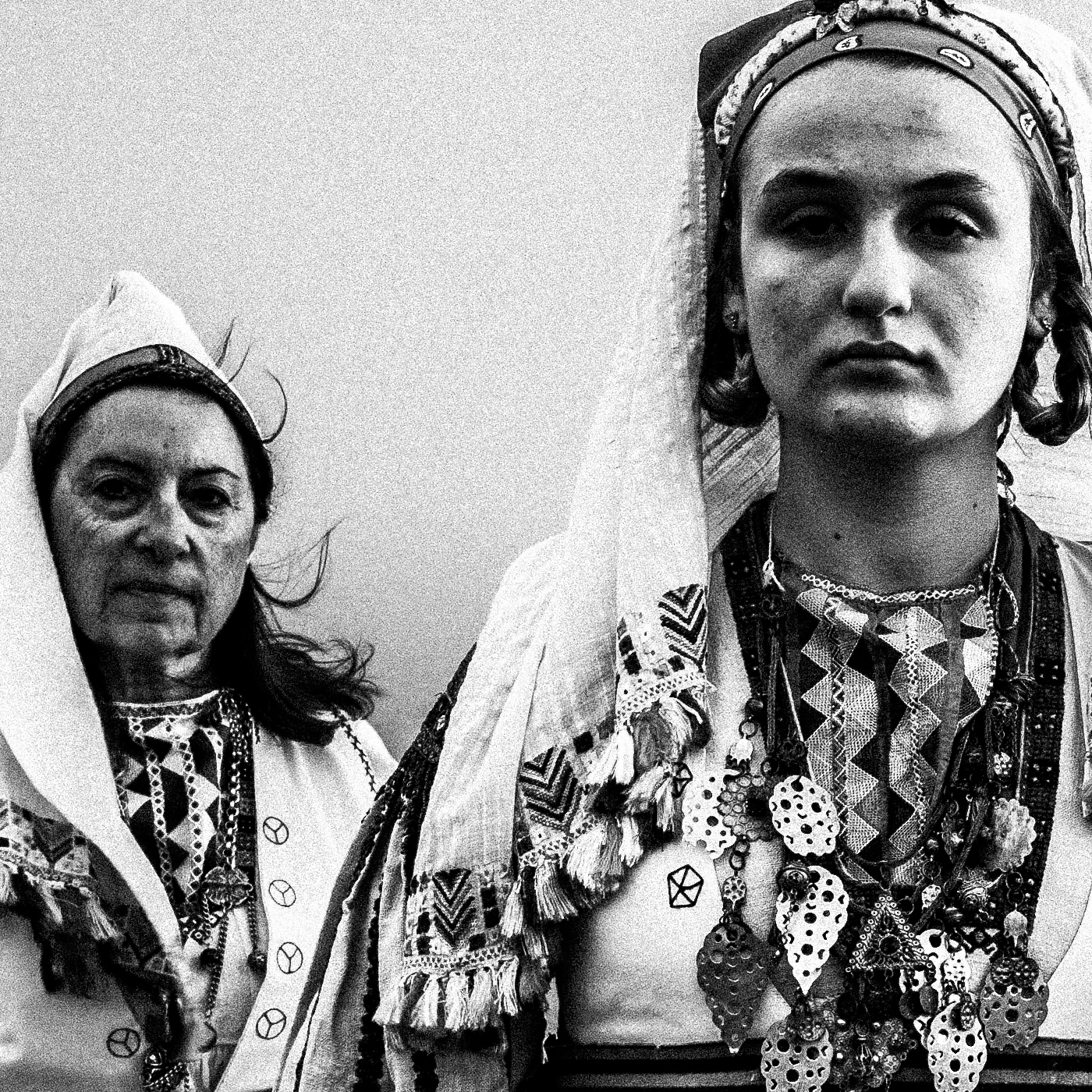 Black and White Photography Wall Art Greece | Costumes of Tilos island at a cliff Dodecanese Greece by George Tatakis - detailed view
