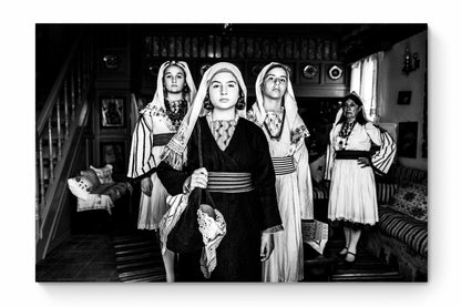 Black and White Photography Wall Art Greece | Costumes of Tilos island inside a traditional home Dodecanese Greece by George Tatakis - whole photo