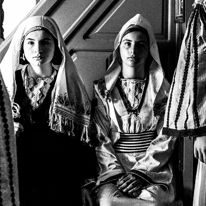 Black and White Photography Wall Art Greece | Costumes of Tilos island inside a traditional house Dodecanese Greece by George Tatakis - detailed view