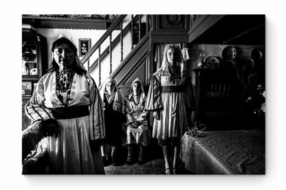 Black and White Photography Wall Art Greece | Costumes of Tilos island inside a traditional house Dodecanese Greece by George Tatakis - whole photo