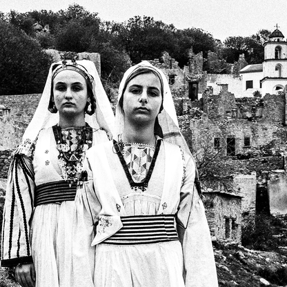 Black and White Photography Wall Art Greece | Costumes of Tilos island at an old local village Dodecanese Greece by George Tatakis - detailed view