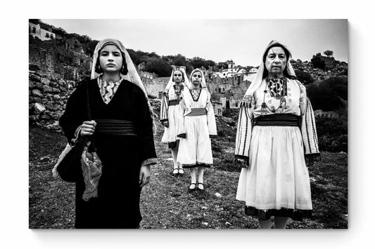 Black and White Photography Wall Art Greece | Costumes of Tilos island at an old local village Dodecanese Greece by George Tatakis - whole photo