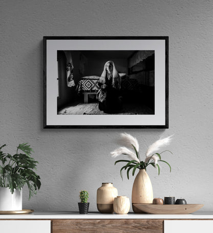 Black and White Photography Wall Art Greece | Costume of Tilos island inside a traditional home Dodecanese Greece by George Tatakis - single framed photo