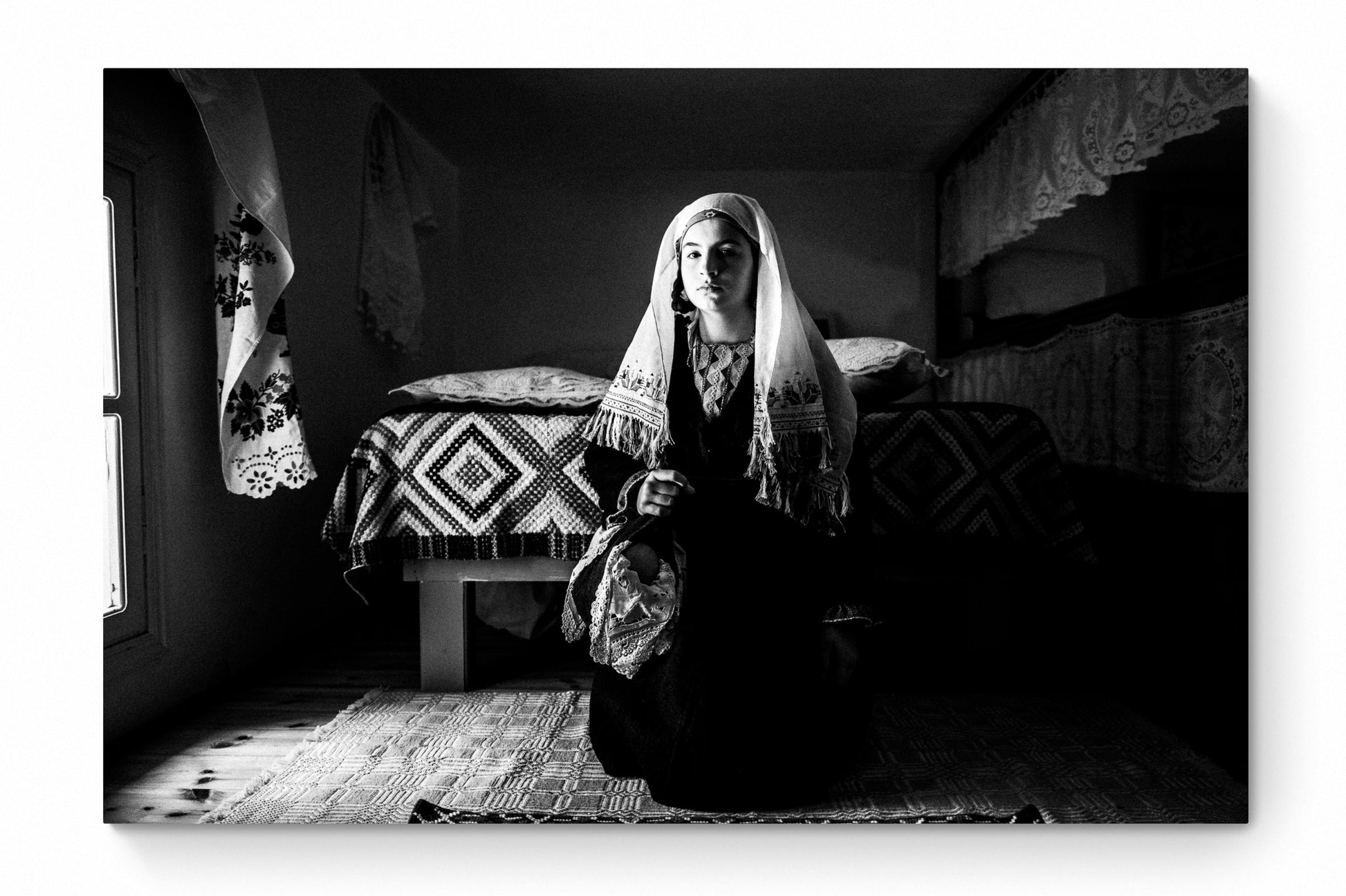 Black and White Photography Wall Art Greece | Costume of Tilos island inside a traditional home Dodecanese Greece by George Tatakis - whole photo