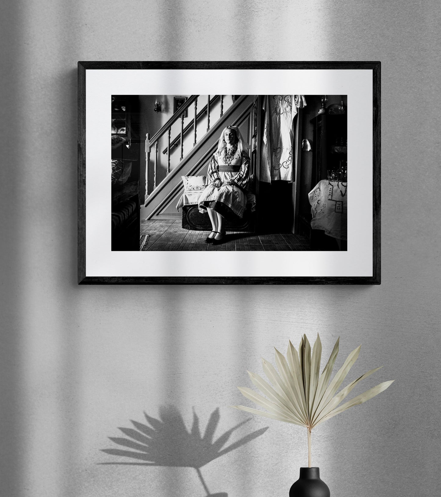 Black and White Photography Wall Art Greece | Costume of Tilos island Dodecanese Greece by George Tatakis - single framed photo
