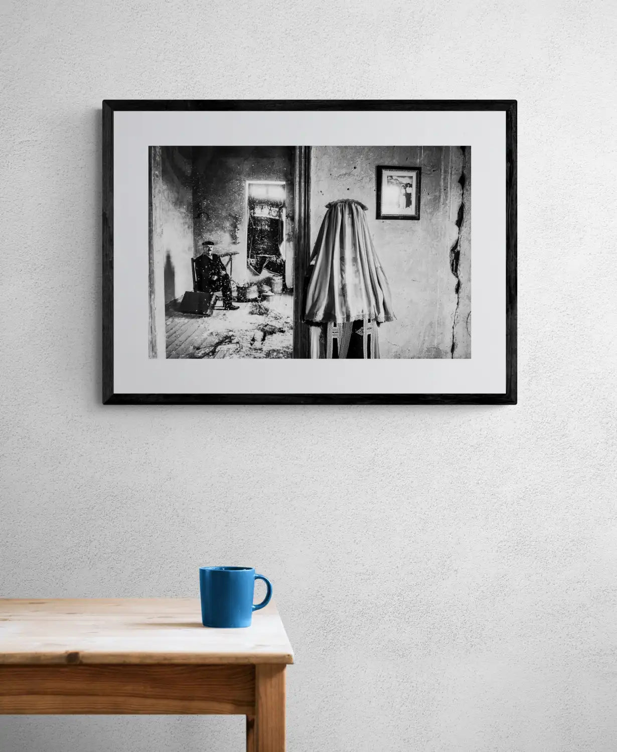 Black and White Photography Wall Art Greece | Karagouna bride husband in Glinos Trikala Thessaly by George Tatakis - single framed photo