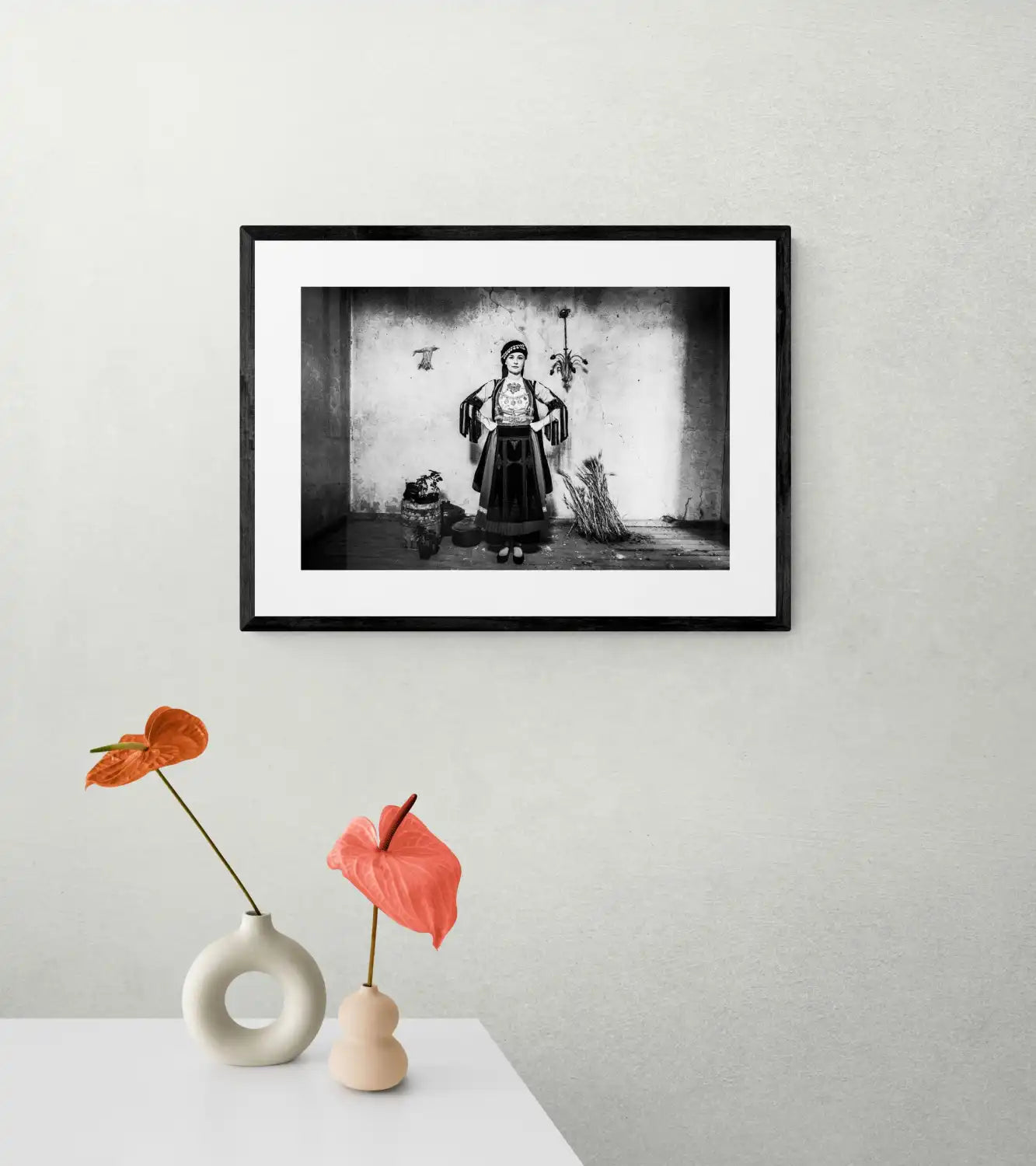 Black and White Photography Wall Art Greece | Karagouna dress in Glinos Trikala Thessaly by George Tatakis - single framed photo