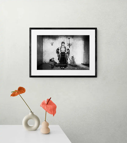 Black and White Photography Wall Art Greece | Karagouna dress in Glinos Trikala Thessaly by George Tatakis - single framed photo