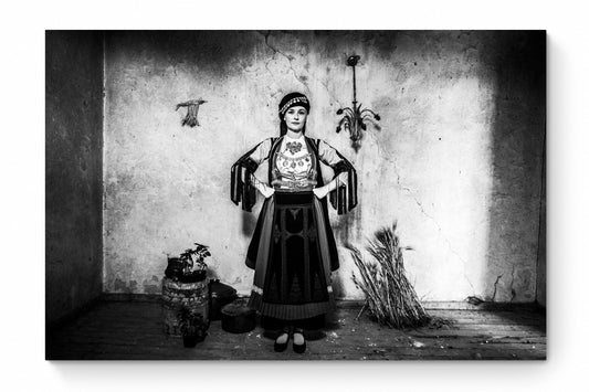 Black and White Photography Wall Art Greece | Karagouna dress in Glinos Trikala Thessaly by George Tatakis - whole photo