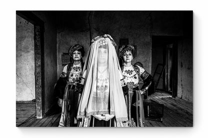 Black and White Photography Wall Art Greece | Karagouna bridal dresses of Trikala in Glinos Thessaly by George Tatakis - whole photo