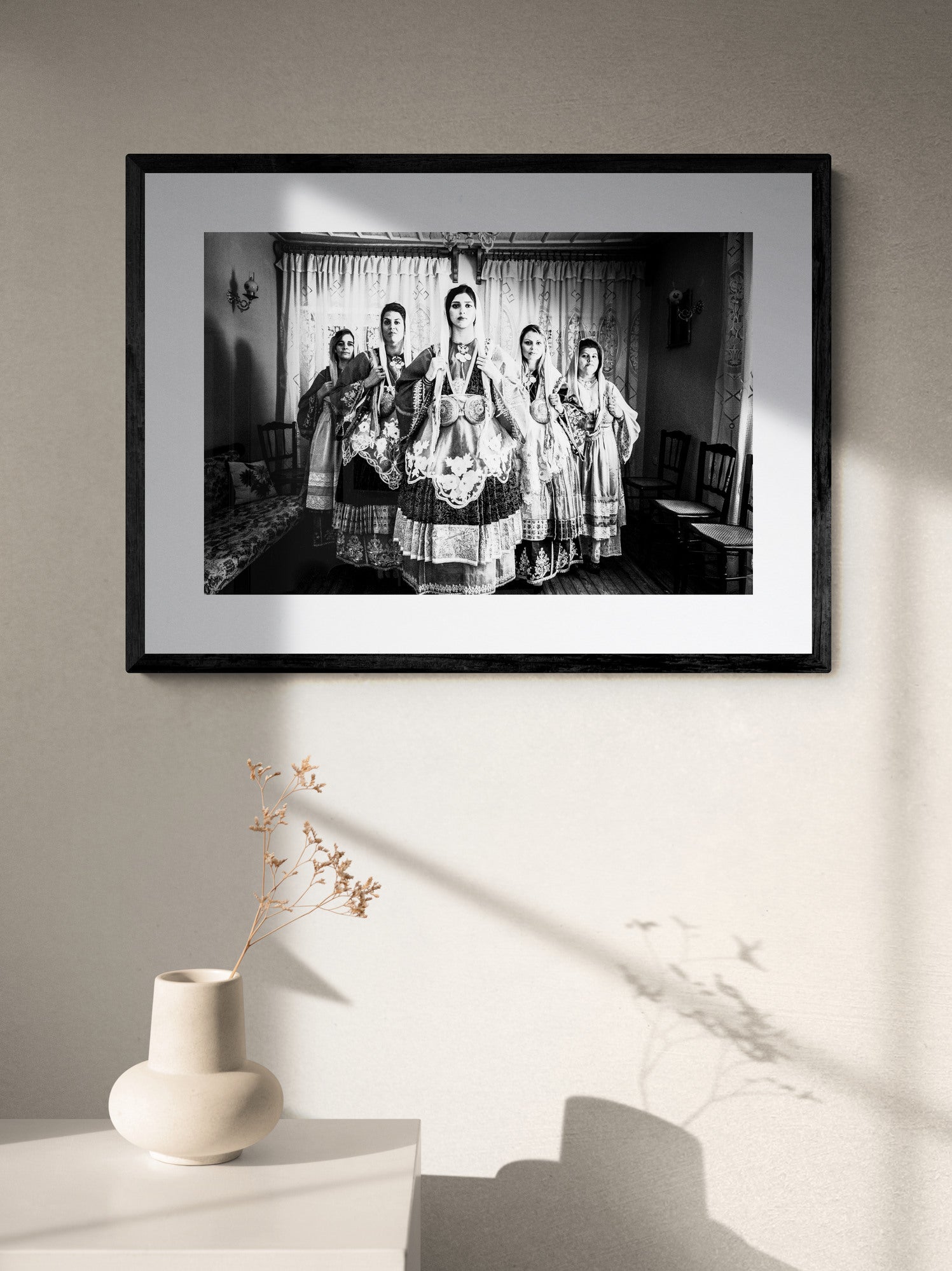 Black and White Photography Wall Art Greece | Trikeri traditional costumes S. Pelion Thessaly by George Tatakis - single framed photo