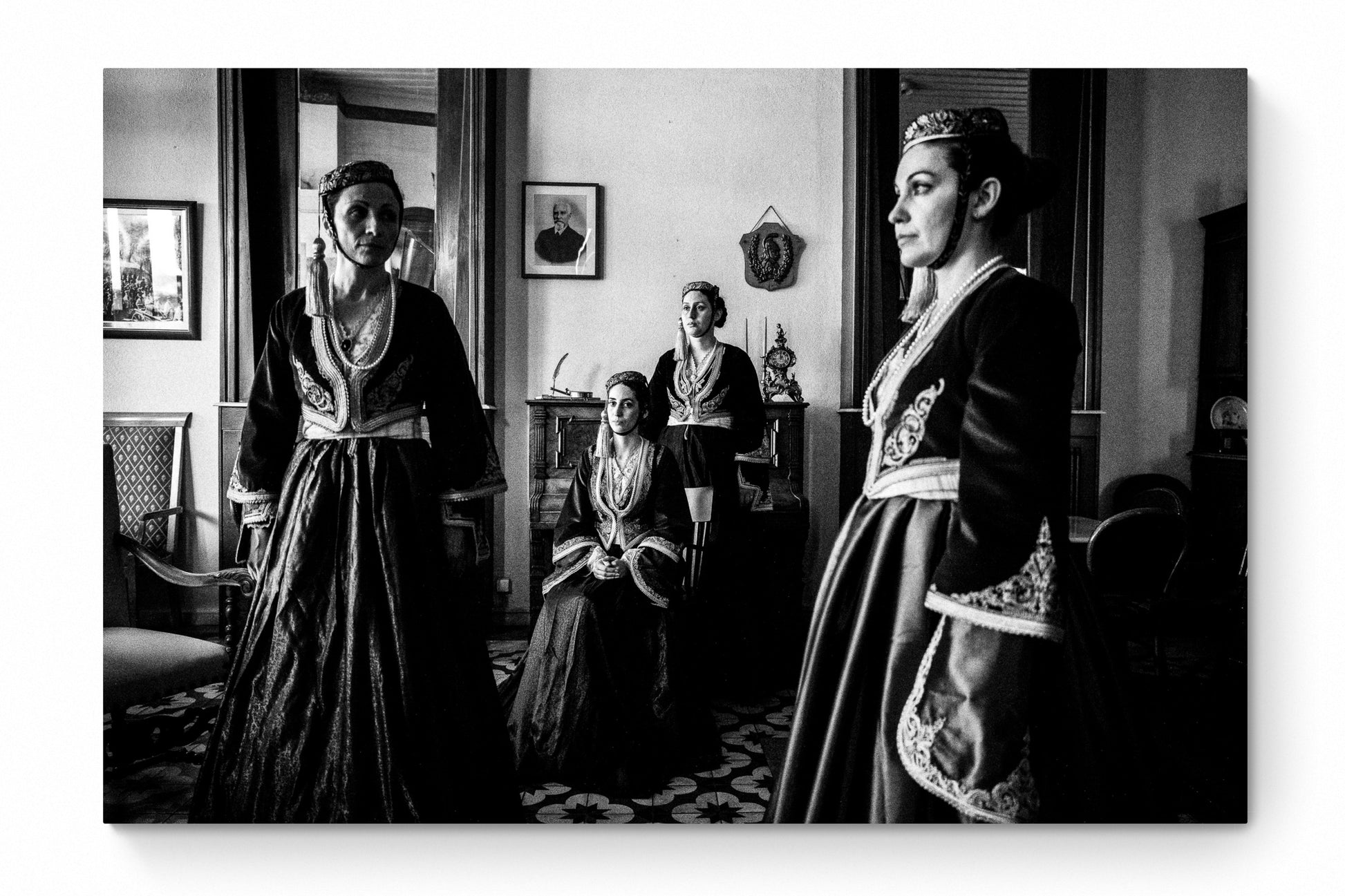 Black and White Photography Wall Art Greece | Costumes of Amalia in Tripolis Arcadia Peloponnese by George Tatakis - whole photo