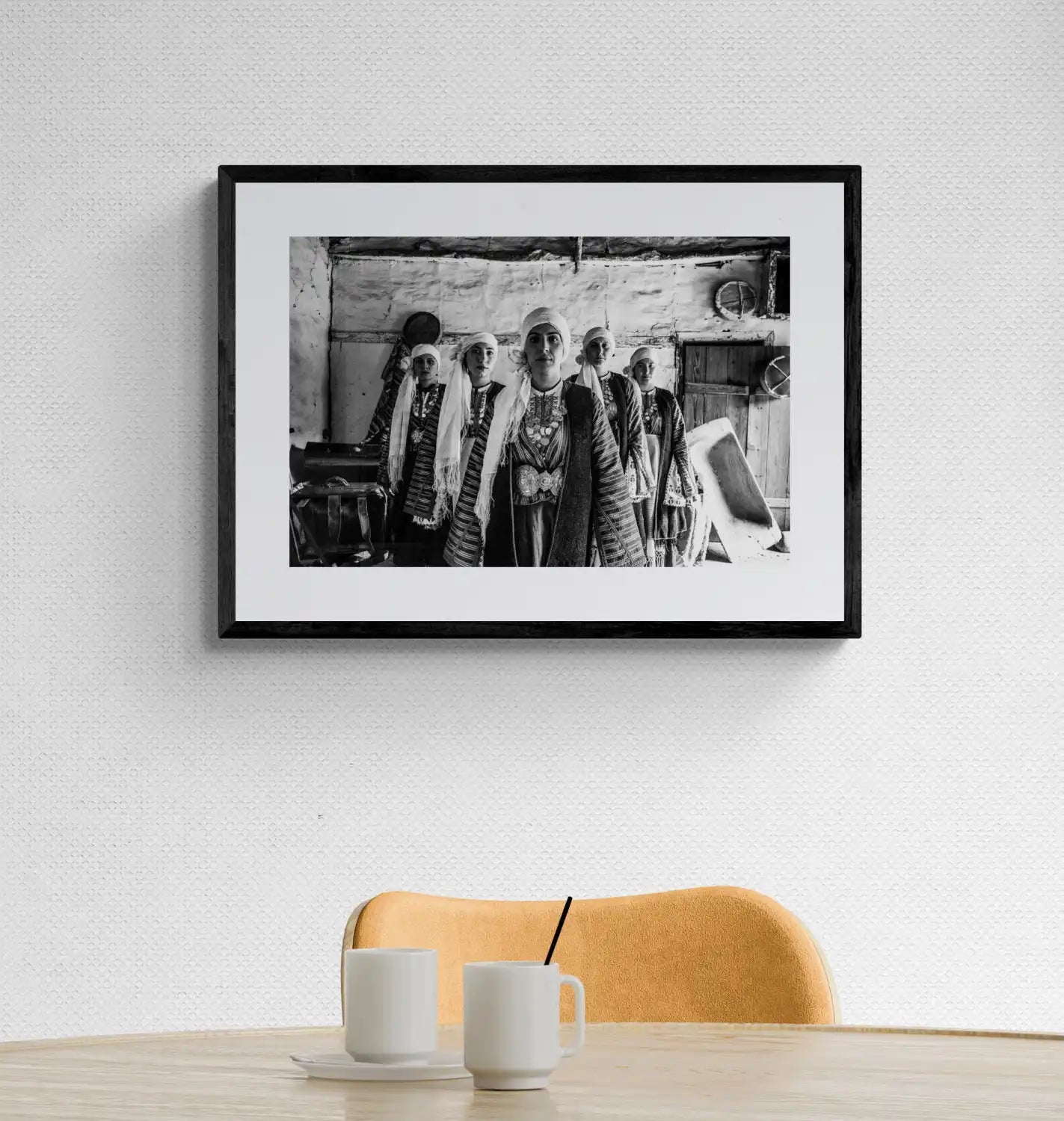 Black and White Photography Wall Art Greece | Costumes of Vamvakou in a traditional home Lakonia Peloponnese by George Tatakis - single framed photo