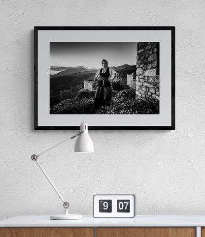 Black and White Photography Wall Art Greece | Vathia Mani Peloponnese by George Tatakis - single framed photo