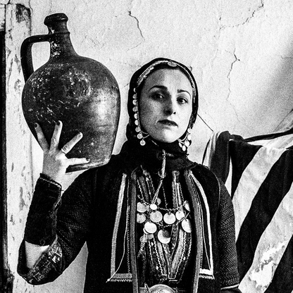 Black and White Photography Wall Art Greece | Costume of Volax Drama E. Macedonia by George Tatakis - detailed view
