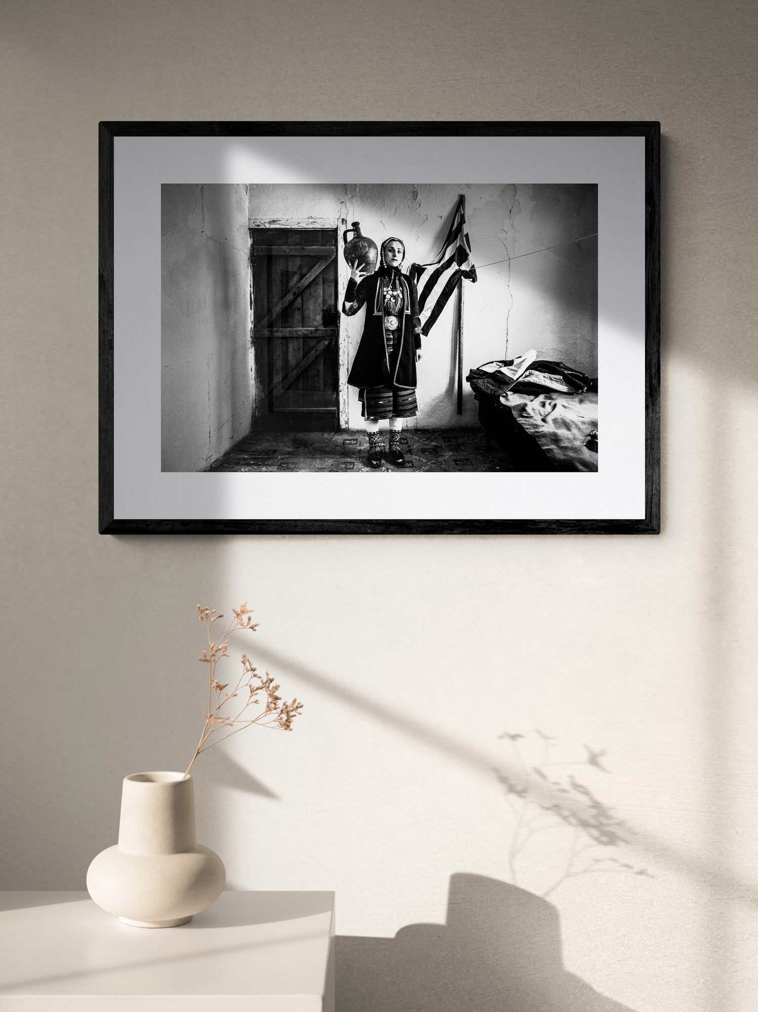 Black and White Photography Wall Art Greece | Costume of Volax Drama E. Macedonia by George Tatakis - single framed photo