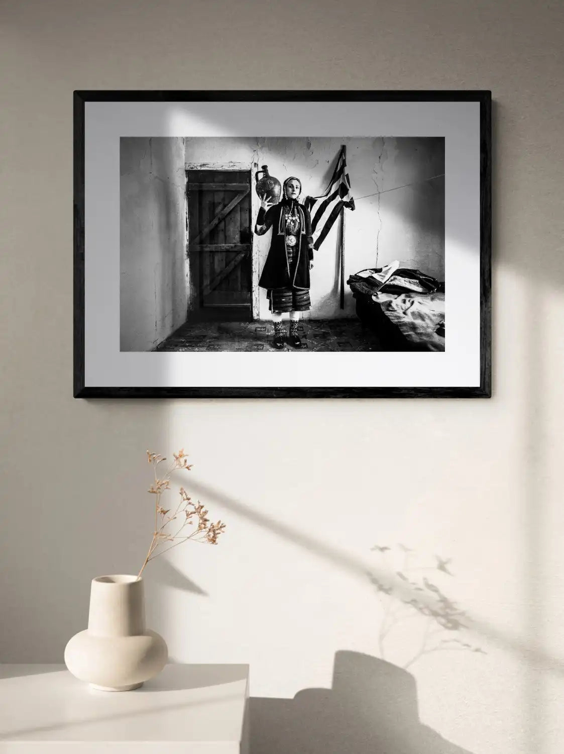 Black and White Photography Wall Art Greece | Costume of Volax Drama E. Macedonia by George Tatakis - single framed photo