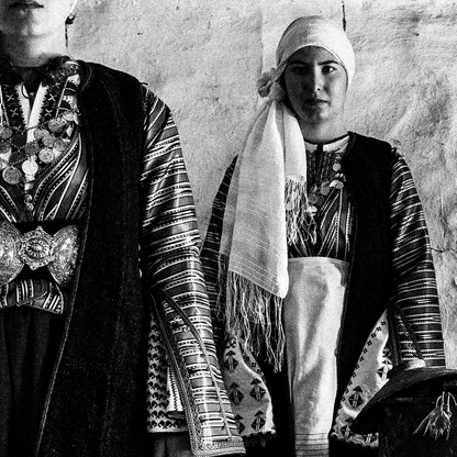 Black and White Photography Wall Art Greece | Costumes of Vamvakou in a traditional home Lakonia Peloponnese by George Tatakis - detailed view