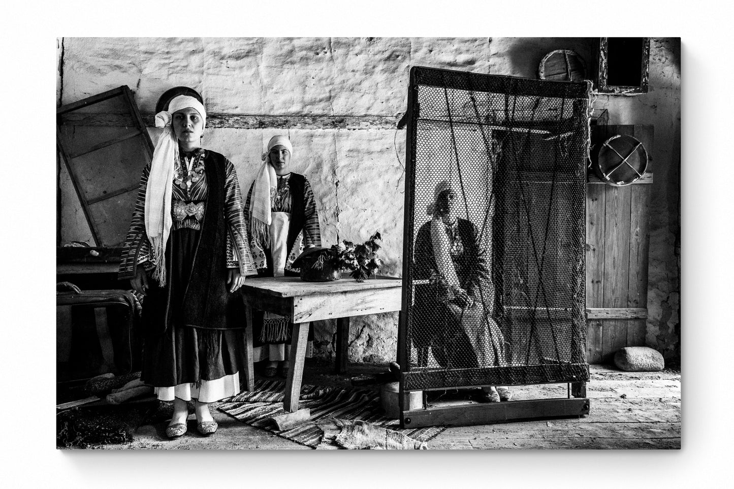 Black and White Photography Wall Art Greece | Costumes of Vamvakou in a traditional home Lakonia Peloponnese by George Tatakis - whole photo