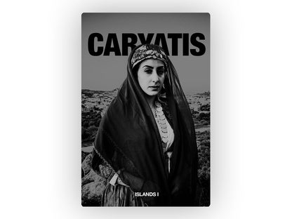 Caryatis Islands I photobook cover, black and white portrait photography of traditional Greek costume by George Tatakis