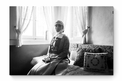 Paleopyrgos, Pogoni, Epirus, Greece | Sitting Portrait | Black-and-White Wall Art Photography - thumb