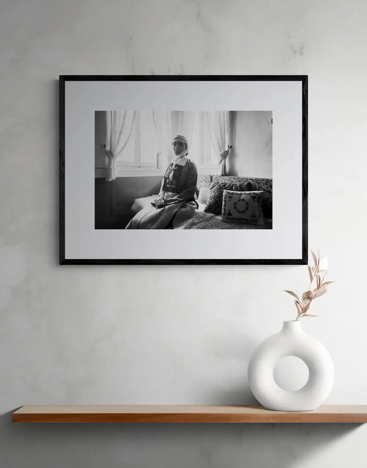 Paleopyrgos, Pogoni, Epirus, Greece | Sitting Portrait | Black-and-White Wall Art Photography - single print framed