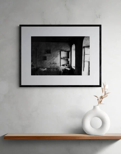 Filiates, Thesprotia, Epirus, Greece | Bedroom Interior | Black-and-White Wall Art Photography - single print framed