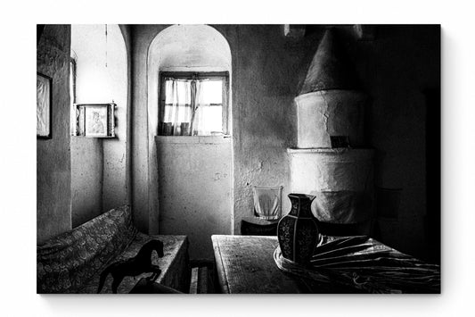 Filiates, Thesprotia, Epirus, Greece | Interior with Fireplace | Black-and-White Wall Art Photography - thumbs
