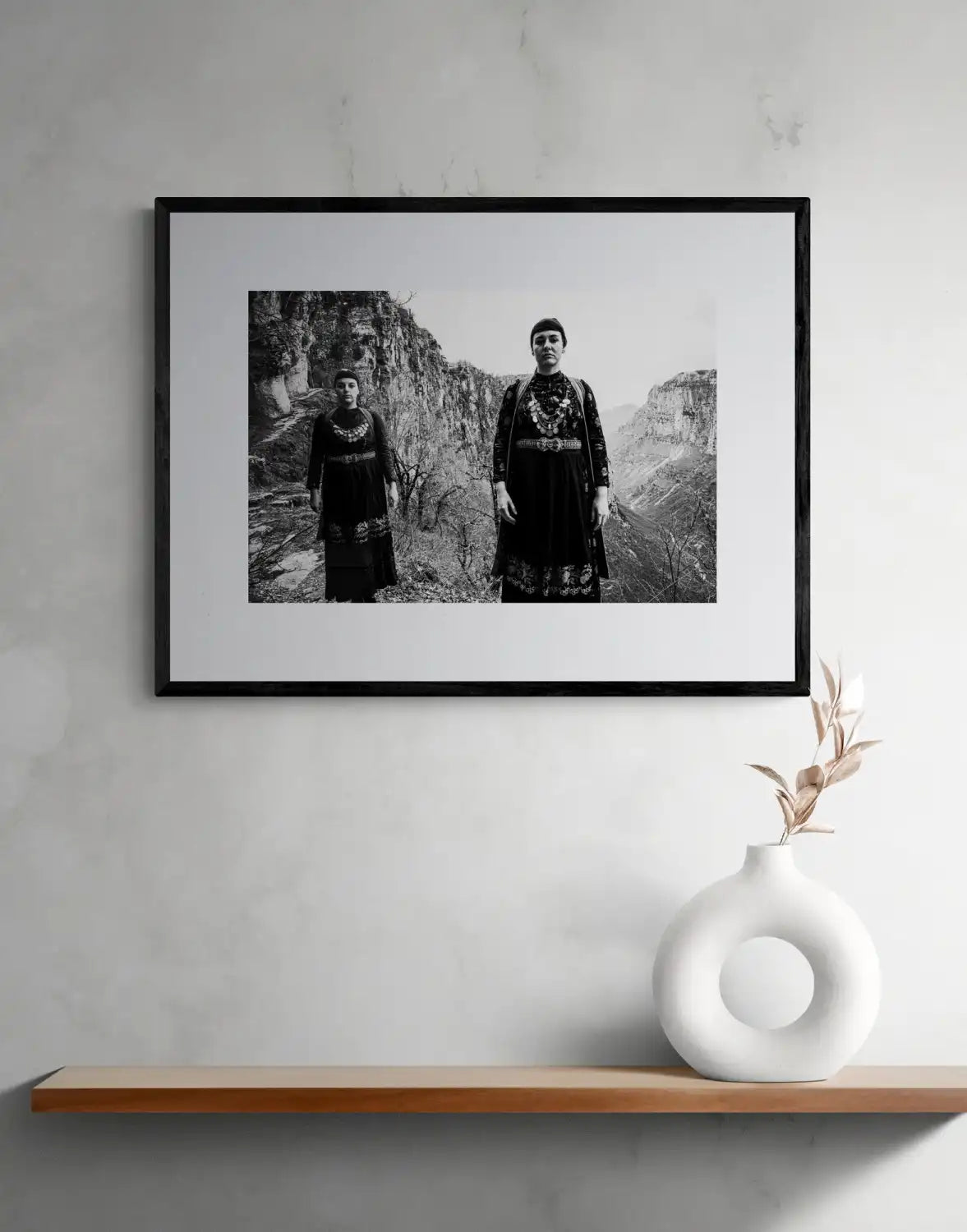 Zagori, Epirus, Greece | Costumes at Vikos Gorge | Black-and-White Wall Art Photography - single print framed