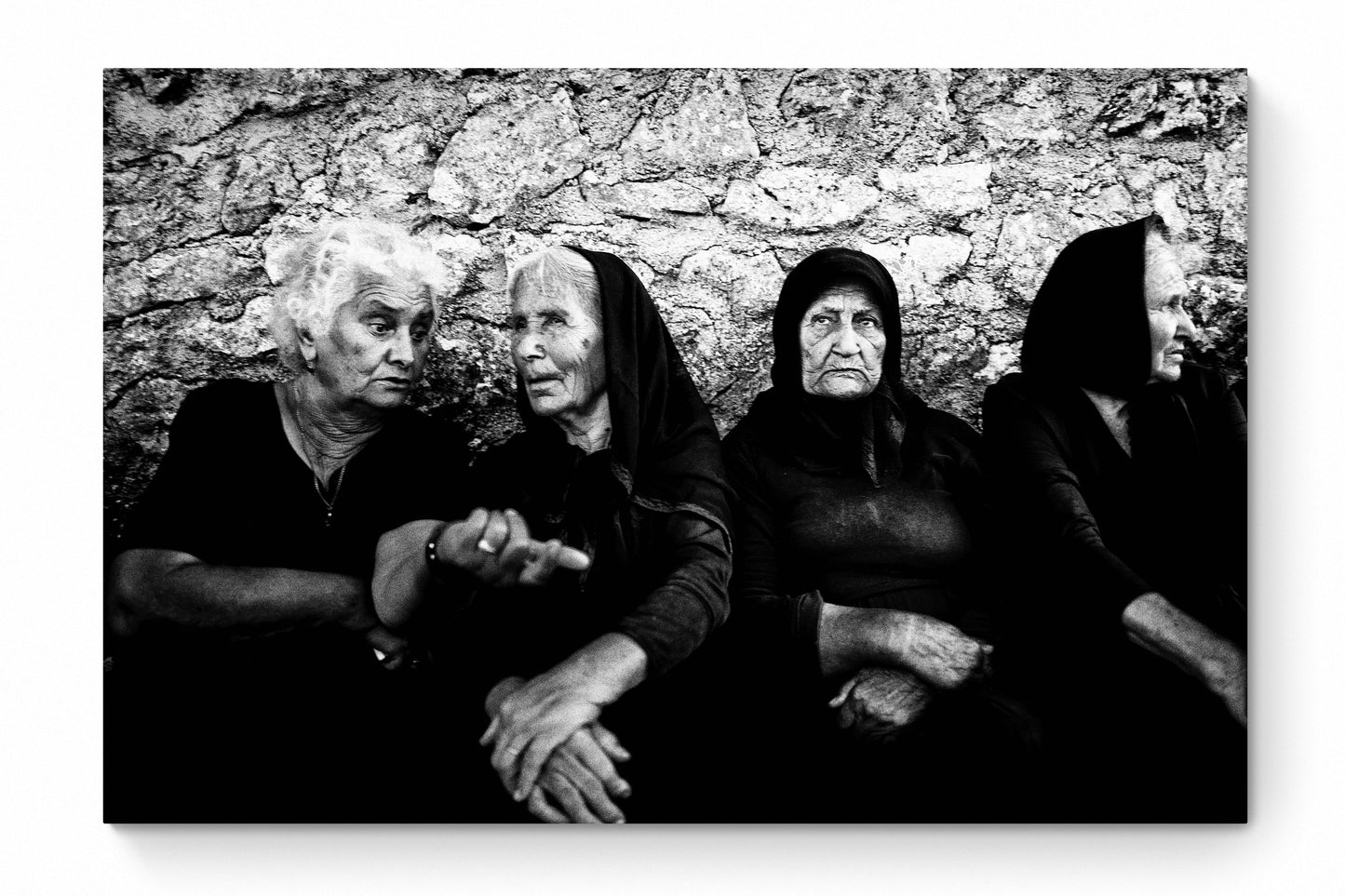 Black and White Photography Wall Art Greece | Gossiping in Egglouvi Lefkada Ionian by George Tatakis - whole photo