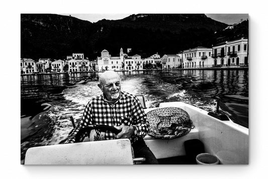 Black and White Photography Wall Art Greece | Boat in Kastellorizon Dodecanese by George Tatakis - whole photo