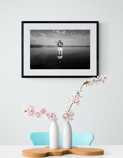 Black and White Photography Wall Art Greece | Salt lake Missolonghi by George Tatakis - sginle framed photo