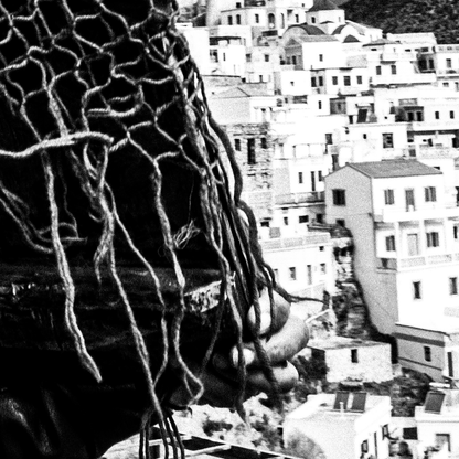 Black and White Photography Wall Art Greece | Carrying the Icon in Olympos Karpathos Dodecanese by George Tatakis - detailed view