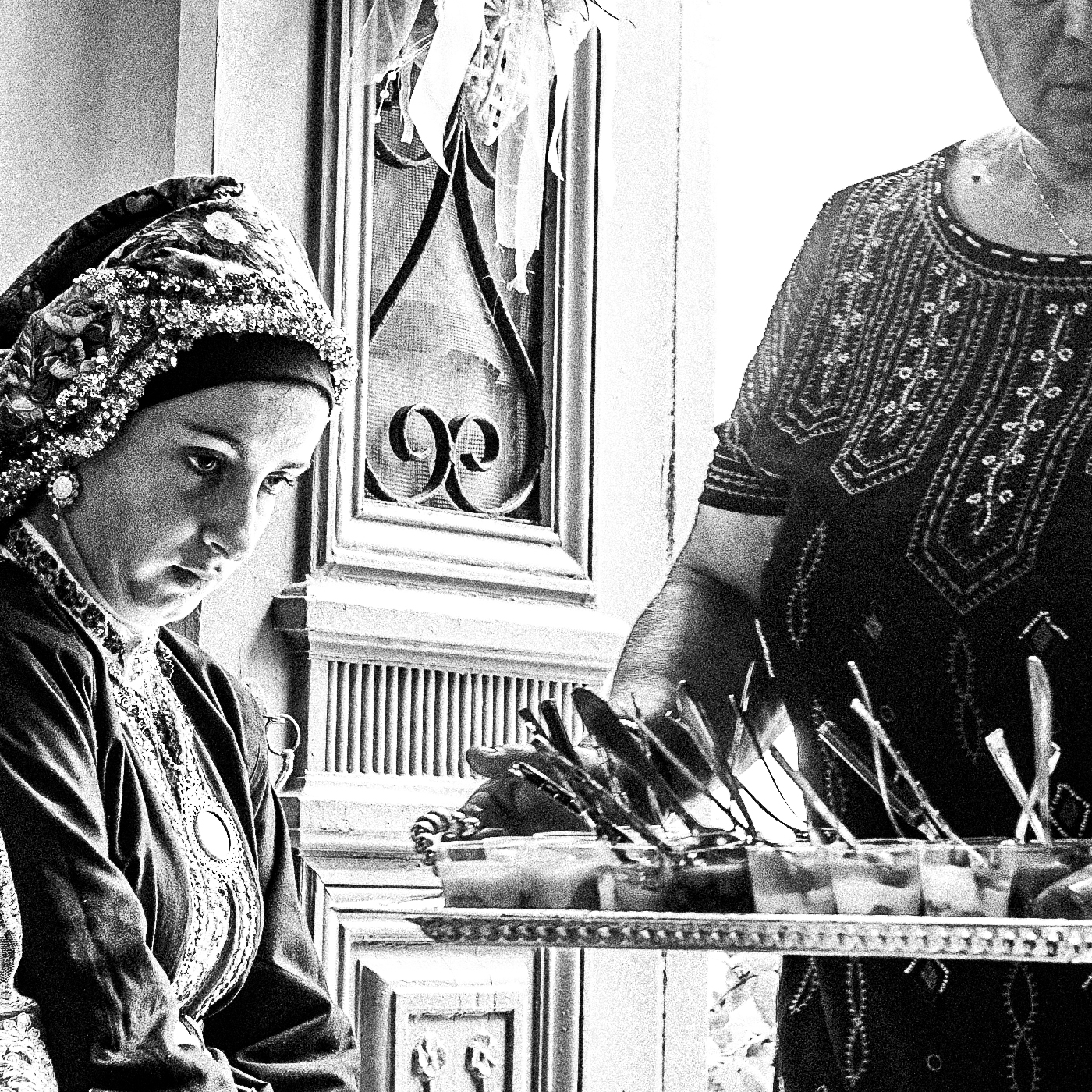 Black and White Photography Wall Art Greece | Sweetmeats during a wedding Olympos Karpathos by George Tatakis - detailed view