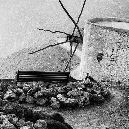 Black and White Photography Wall Art Greece | Mills in Olympos Karpathos Dodecanese by George Tatakis - detailed view