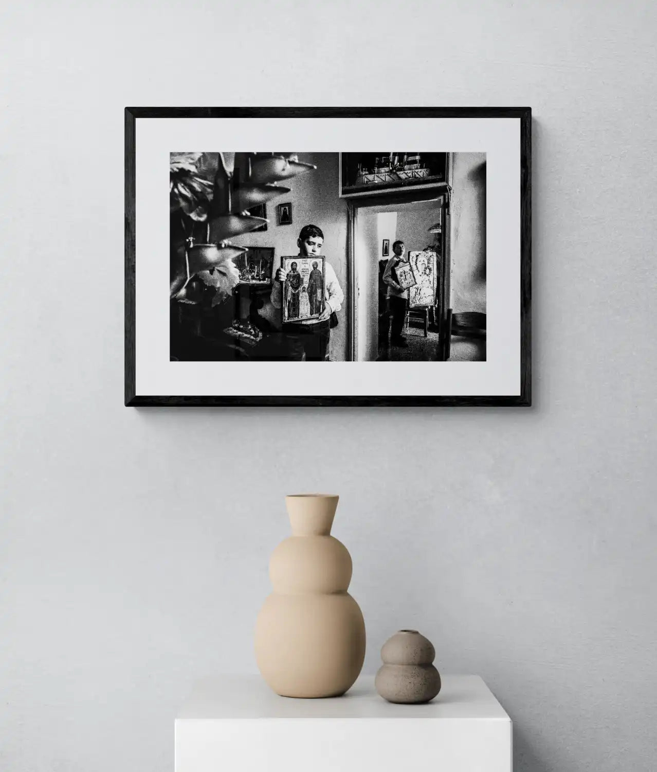 Black and White Photography Wall Art Greece | Litany in Patmos Dodecanese by George Tatakis - single framed photo