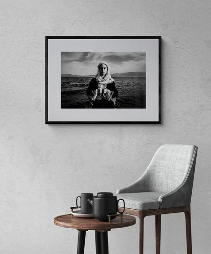 Black and White Photography Wall Art Greece by George Tatakis | A woman in the costume of Kymi, Euboea island - single framed photo