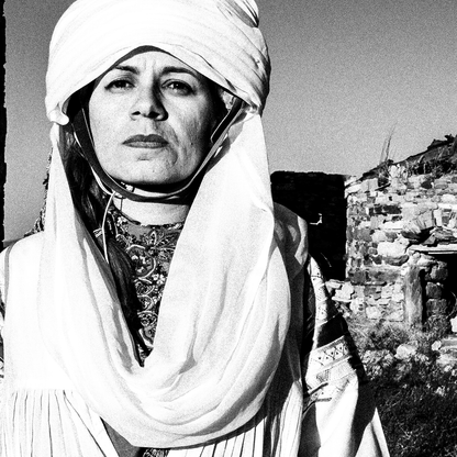 Black and White Photography Wall Art Greece | A woman in the costume of Kallamoti Chios island Greece - details