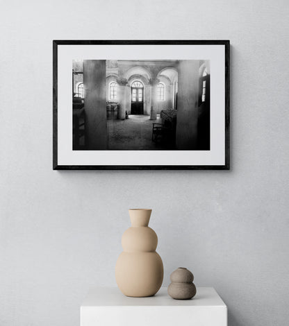 Black and White Photography Wall Art Greece | Church interior in Kastellorizon Dodecanese by George Tatakis - single framed photo