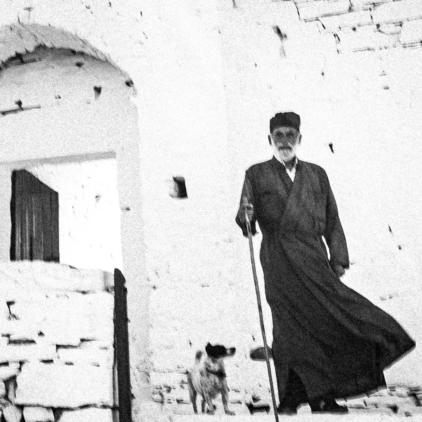 Black and White Photography Wall Art Greece | Priest in Profitis Elias Sifnos Cyclades by George Tatakis - detailed view