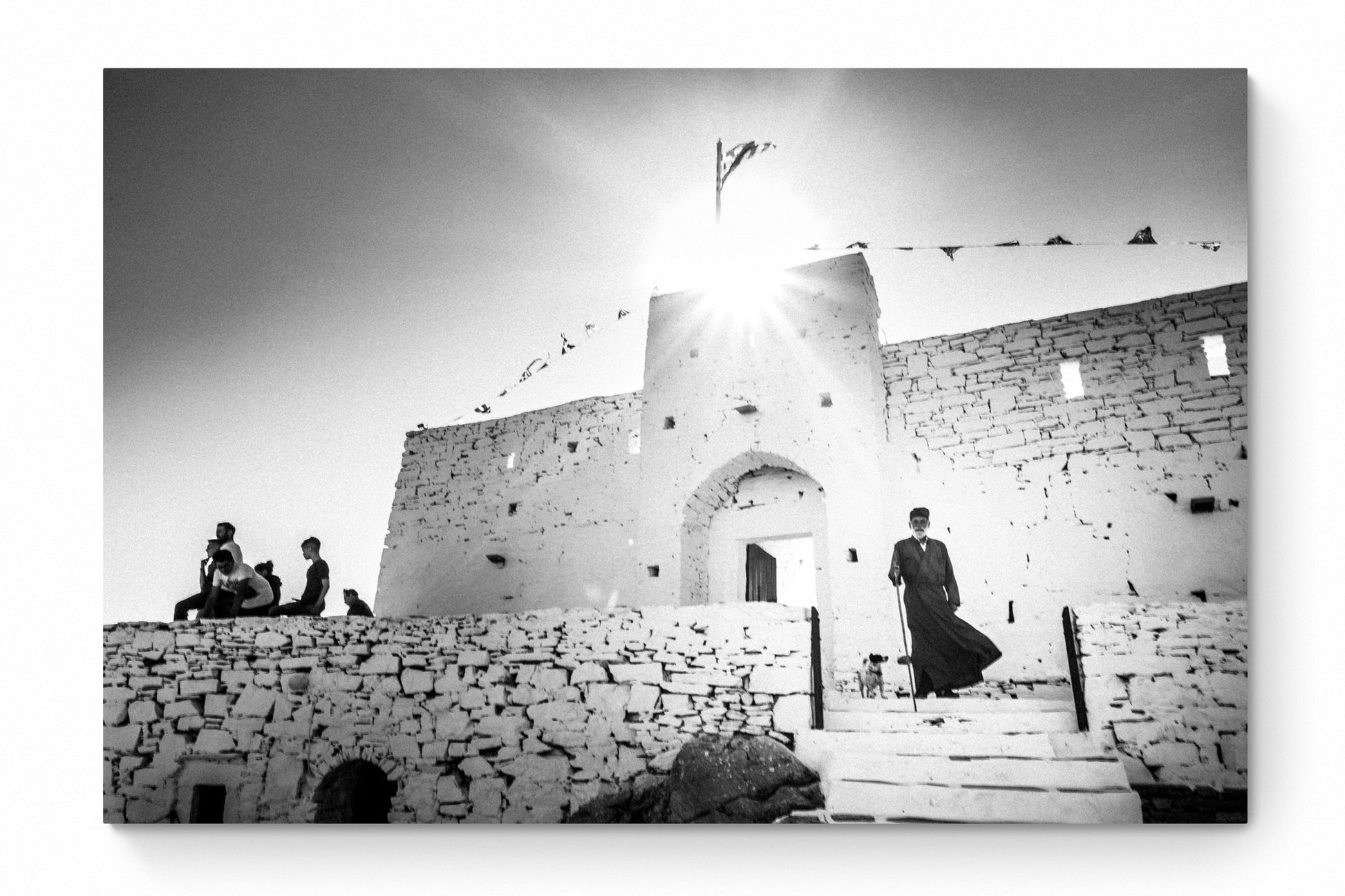 Black and White Photography Wall Art Greece | Priest in Profitis Elias Sifnos Cyclades by George Tatakis - whole photo