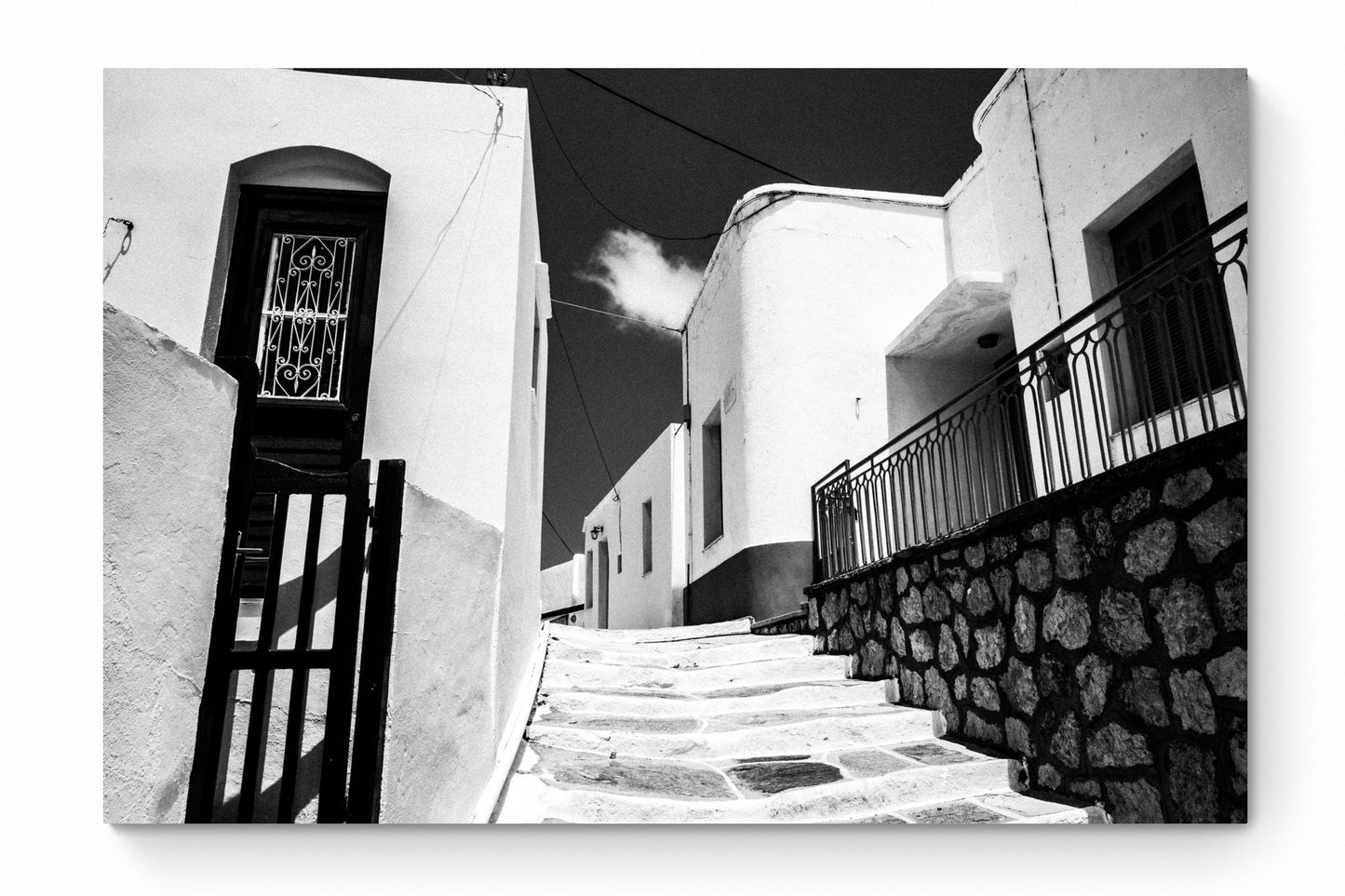 Black and White Photography Wall Art Greece | Street in Sifnos island Cyclades by George Tatakis - whole photo