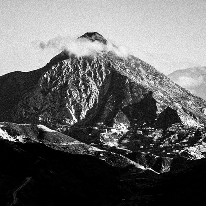 Black and White Photography Wall Art Greece | Mountains in Olympos Karpathos Dodecanese by George Tatakis - detailed view
