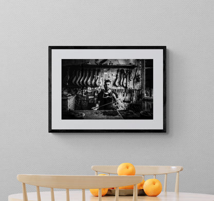 Black and White Photography Wall Art Greece | Lyre maker in Rethymnon Crete by George Tatakis - single framed print